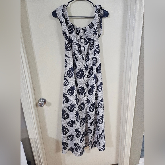 Lucca Couture Navy and White Pineapple Maxi Dress - Picture 1 of 7
